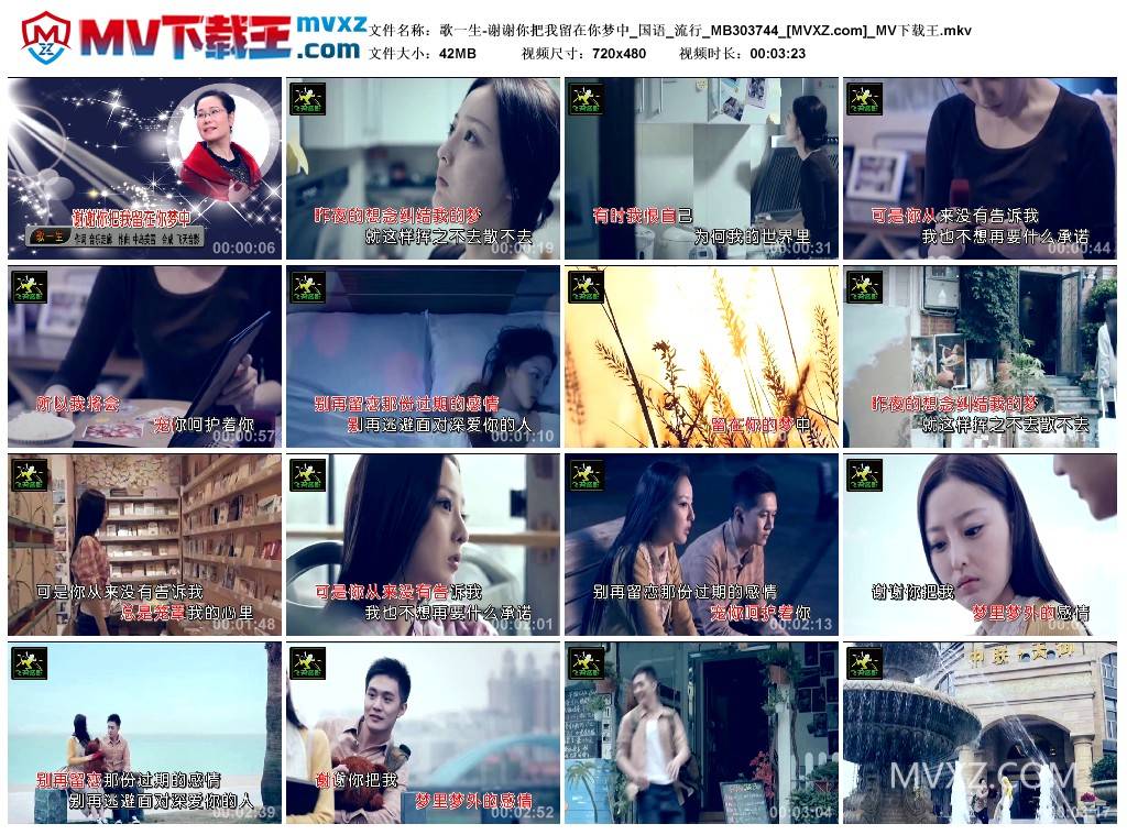 歌一生-谢谢你把我留在你梦中_国语_流行_MB303744